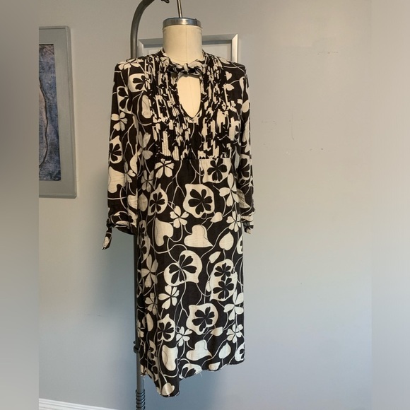 Lucky Brand Hearts and Clovers Black and White Floral Dress Women’s Medium - Picture 1 of 12